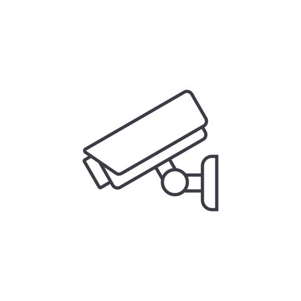 camera1 cctv, security digital camera, protection thin line icon. Linear vector illustration. Pictogram isolated on white background